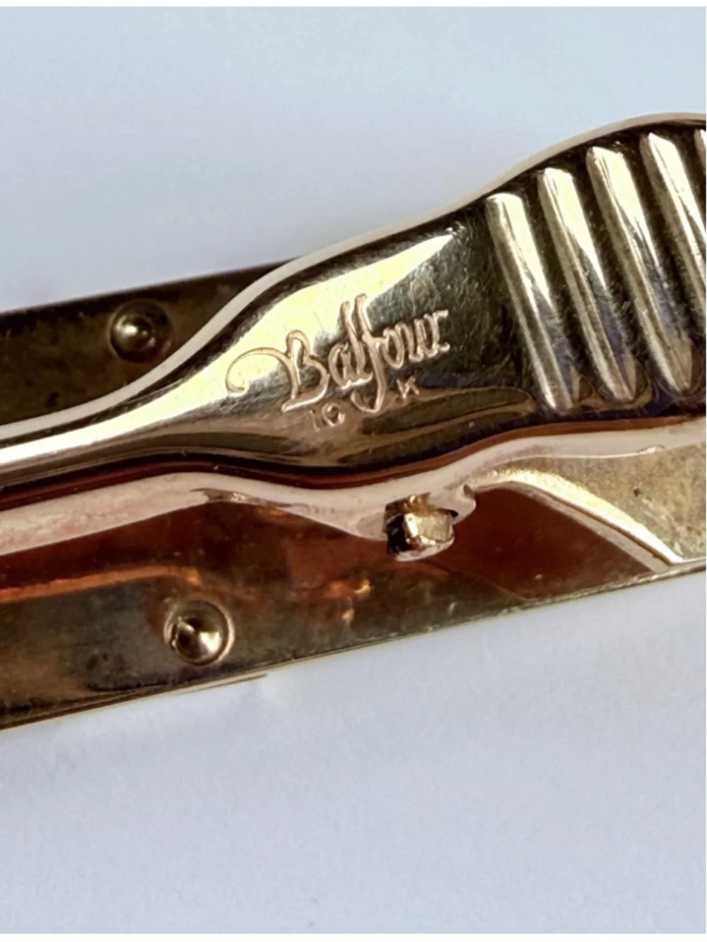 10K Gold Chase Bank Executive Wall Street Finance Balfour Tie Bar Shirt VTG Clip